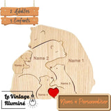 sculpture bois famille ours