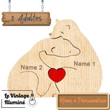 ours en bois personnalisé avec prénoms