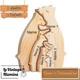 ours en bois personnalisé avec enfants et parents