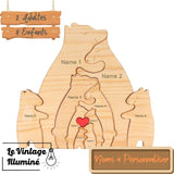 ensemble de figurines ours en bois personnalisé pour famille