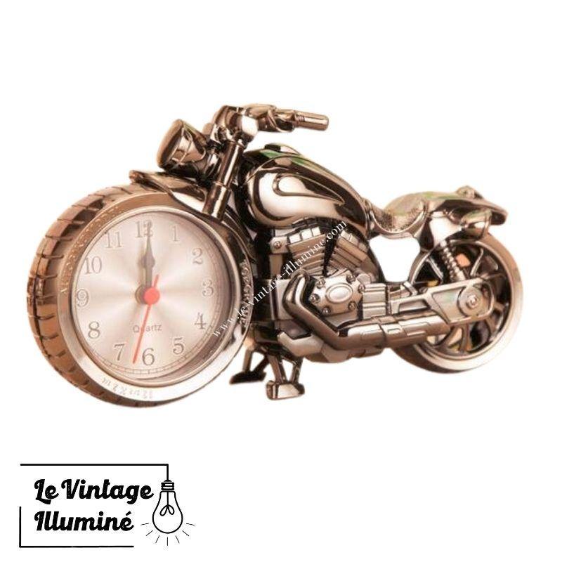 Horloge à poser en forme d'ancienne moto, ambiance vintage finition vieux  rouge, 39cm