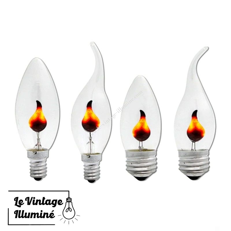 Ampoule E14 à filament forme flamme