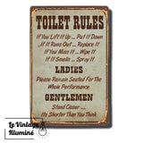 Plaque Métal Vintage Toilet Rules Vertical - Le Vintage Illuminé