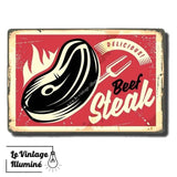 Plaque Métal Vintage Beef Steak - Le Vintage Illuminé