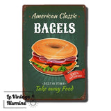 Plaque Métal Vintage Bagels - Le Vintage Illuminé