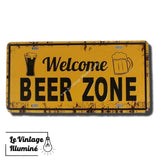 Plaque Métal Vintage Welcome Beer Zone - Le Vintage Illuminé