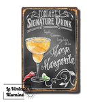 Plaque Métal Vintage Cocktail SIGNATURE Mango Margarita - Le Vintage Illuminé
