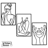 Décoration Murale Métal Noir Silhouette 3 pièces