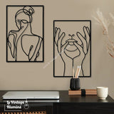 Décoration Murale Métal Noir Silhouette 3 pièces