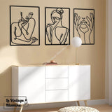 Décoration Murale Métal Noir Silhouette 3 pièces