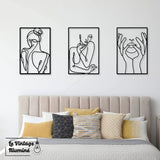 Décoration Murale Métal Noir Silhouette 3 pièces