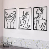 Décoration Murale Métal Noir Silhouette 3 pièces