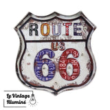 Enseigne Lumineuse Vintage Route 66 Blanche 34.5 x 35 cm - Le Vintage Illuminé