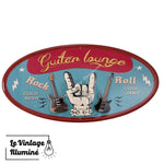 Plaque Métal Vintage Guitar Lounge 45.5x23cm - Le Vintage Illuminé