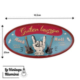 Plaque Métal Vintage Guitar Lounge 45.5x23cm - Le Vintage Illuminé