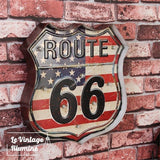 Enseigne Lumineuse Vintage Route 66 LED 34.5 x 35 cm - Le Vintage Illuminé
