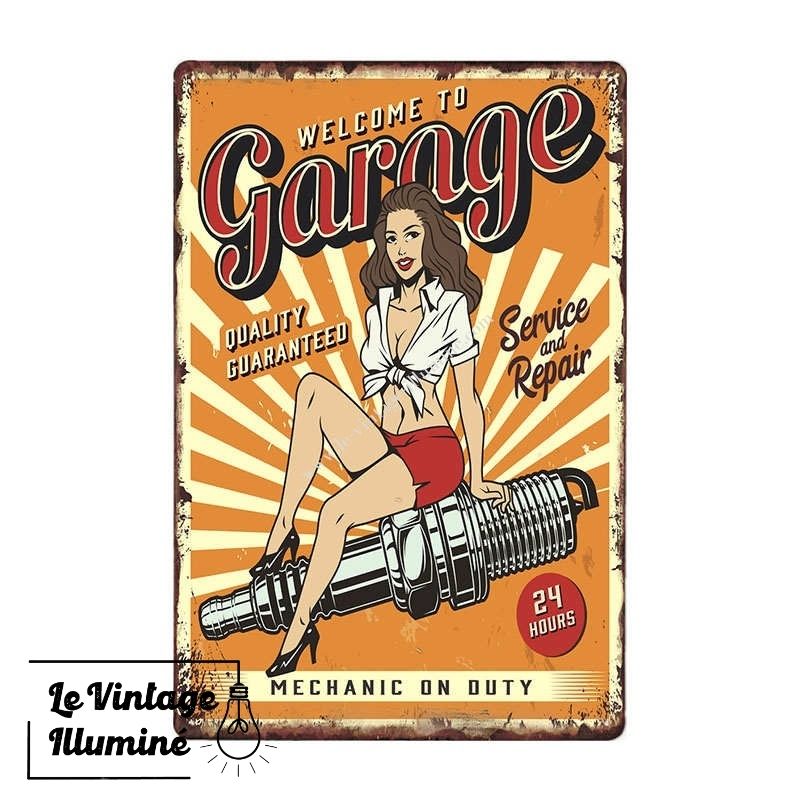 Plaque Métal Vintage Welcome to Garage