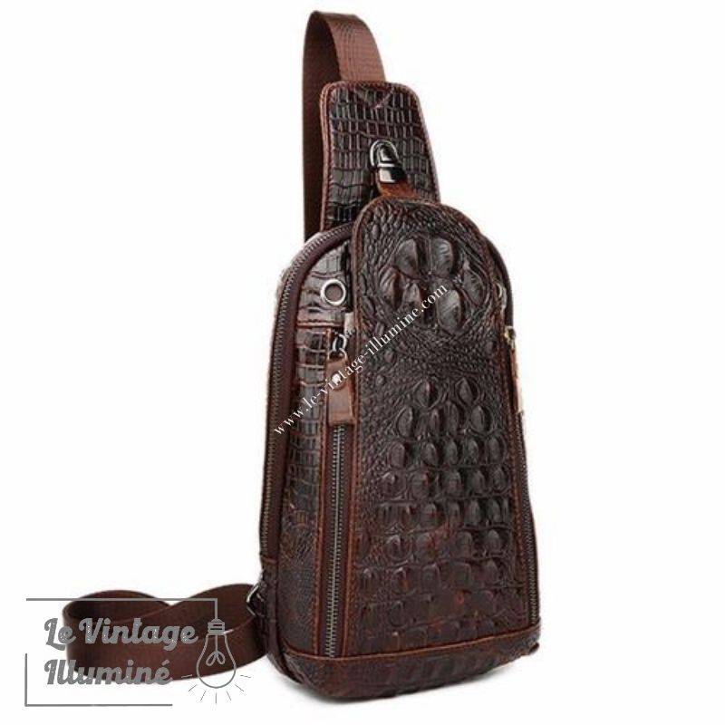 Sac à Bandoulière Vintage En Cuir à Motif Crocodile Le Vintage
