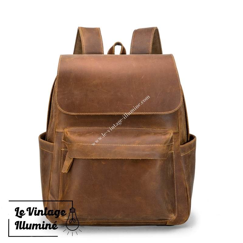 Sac à Dos Vintage Homme Cuir Marron Le Vintage Illuminé