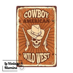 Plaque Métal Cowboy American - Le Vintage Illuminé