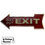 Plaque Métal Way Out Exit Left - Le Vintage Illuminé