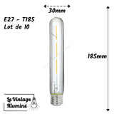 Lots de 10 ampoules LED (E27 - T185)