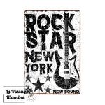 Plaque Métal Vintage Rock Star New York New Sound - Le Vintage Illuminé