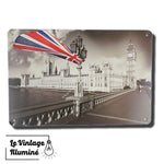 Plaque Métal Palais De Westminster Londres Vue Du Pont - Le Vintage Illuminé