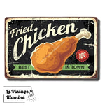 Plaque Métal Vintage Fried Chicken - Le Vintage Illuminé