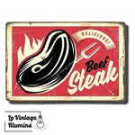 Plaque Métal Vintage Beef Steak - Le Vintage Illuminé