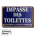Plaque Métal Vintage Impasse Des Toilettes - Le Vintage Illuminé