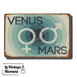 Plaque Métal Vintage Toilettes Mars Vénus - Le Vintage Illuminé