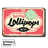 Plaque Métal Vintage Lollipops - Le Vintage Illuminé