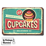Plaque Métal Vintage Cupcakes - Le Vintage Illuminé
