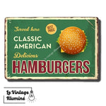 Plaque Métal Vintage Hamburgers - Le Vintage Illuminé