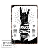 Plaque Métal Vintage Rock Festival Lorem - Le Vintage Illuminé