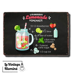 Plaque Métal Vintage Lemonade Strawberries - Le Vintage Illuminé