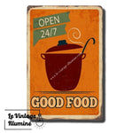 Plaque Métal Vintage Good Food - Le Vintage Illuminé