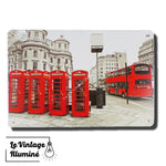 Plaque Métal Vintage Londres Bus et Cabines Rouges - Le Vintage Illuminé