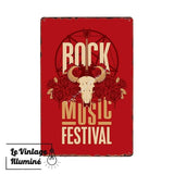 Plaque Métal Vintage Rock Music Festival Crane Et Roses - Le Vintage Illuminé