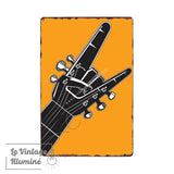 Plaque Métal Vintage Signe Rock Tête de Guitare - Le Vintage Illuminé