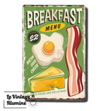 Plaque Métal Vintage Breakfast - Le Vintage Illuminé