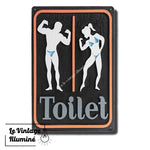 Plaque Métal Vintage Toilettes Hommes et Femmes Fitness - Le Vintage Illuminé
