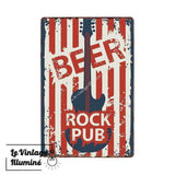 Plaque Métal Vintage Beer Rock Pub - Le Vintage Illuminé