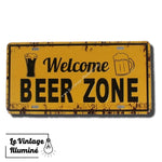 Plaque Métal Vintage Welcome Beer Zone - Le Vintage Illuminé