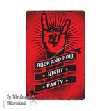 Plaque Métal Vintage Rock And Roll Night Party - Le Vintage Illuminé