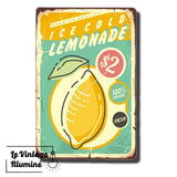 Plaque Métal Vintage Ice Cold Lemonade - Le Vintage Illuminé