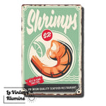 Plaque Métal Vintage Shrimps - Le Vintage Illuminé