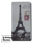 Plaque Métal Vintage Tour Eiffel Style Carte Postale 15x30cms - Le Vintage Illuminé