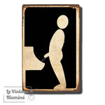 Plaque Métal Vintage Toilettes Hommes Debout Fond Noir - Le Vintage Illuminé